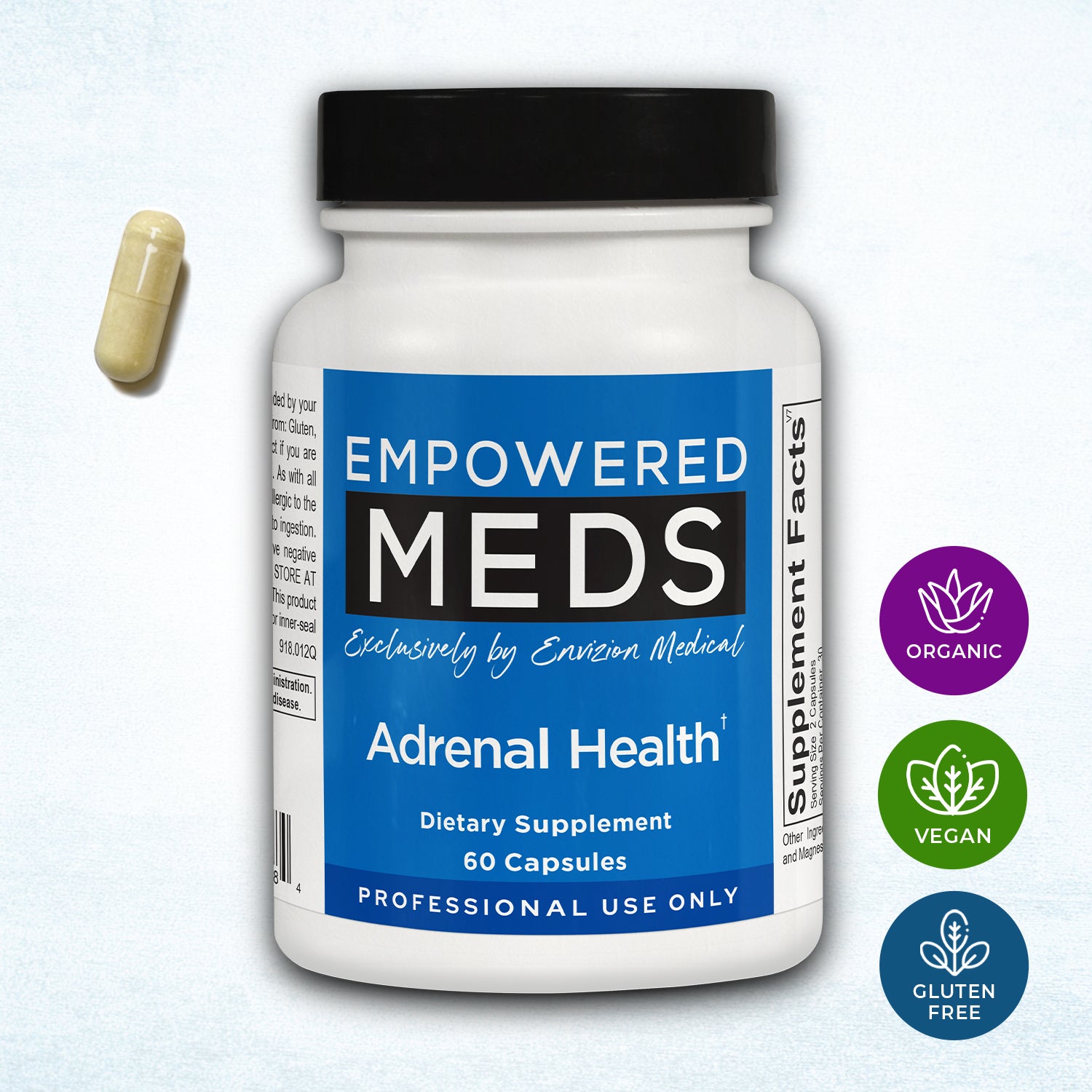 adrenal health supplement bottle with adaptogen formula